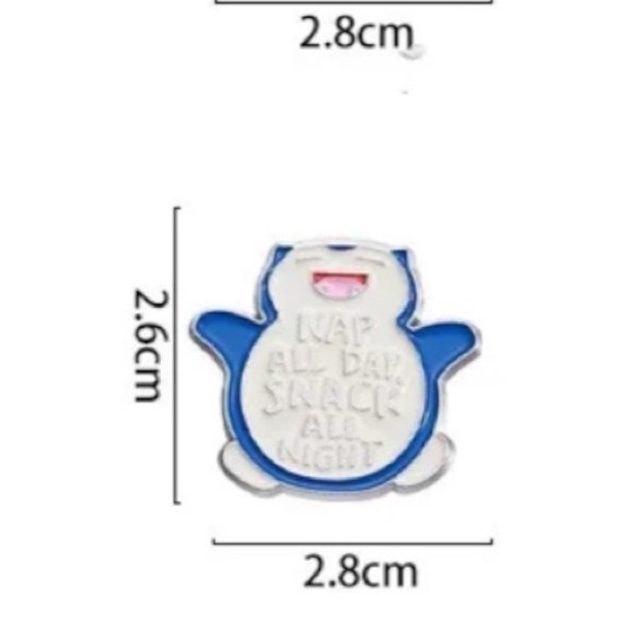 Snorlax Pokemood Snacks and Naps Cute Pokemon Enamel Pin - Blue & White - Picture 2 of 3